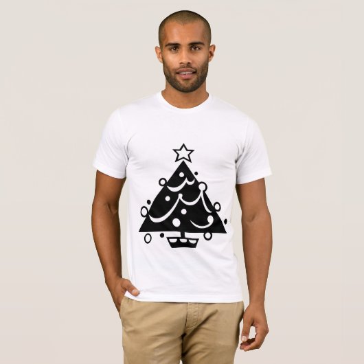 T-shirt Arbre de Noël avec la chemise noire et blanche (Devant entier)