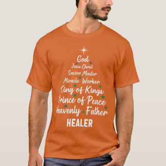 T-shirt Arbre de Noël Bible Noms de Jésus Chrétien Christ