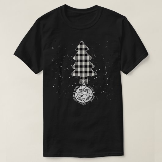 T-shirt Arbre de Noël Blanc Buffle noir Plaid Tree Merr (Design devant)