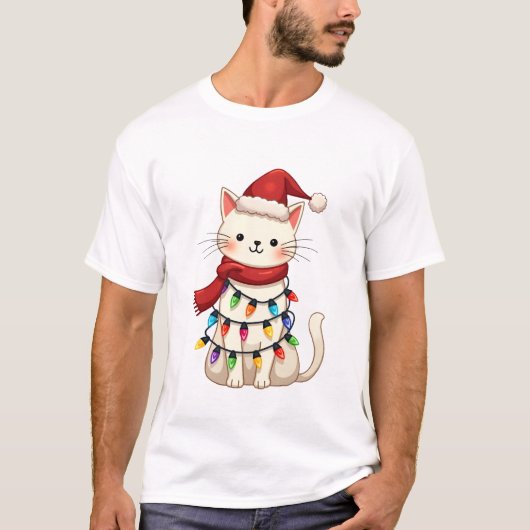 T-shirt Arbre de Noël Chat Noël (3) (Devant)