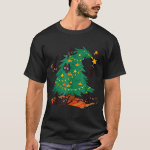 T-shirt Arbre de Noël Chat Noir Drôle