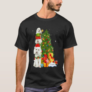 T-shirt Arbre de Noël Chien Caniche Mignon Noël