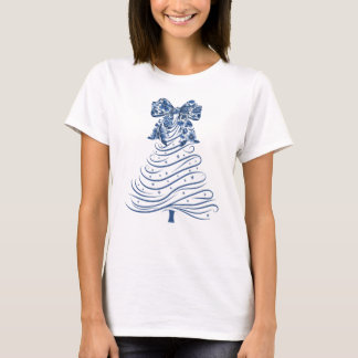 T-shirt Arbre de Noël Chinoiserie Ruban Bleu Noël