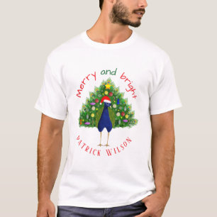 T-shirt Arbre de Noël Coloré Joyeux et Lumineux Paon