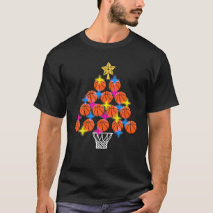 T-shirt Arbre de Noël de basket-ball   Design sportif   Ho