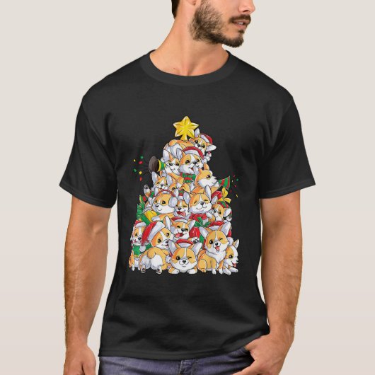 T-shirt Arbre de Noël de Corgi (Devant)