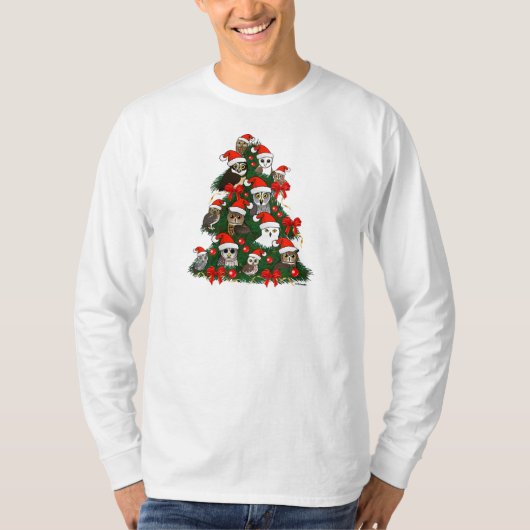 T-shirt Arbre de Noël de hiboux (Devant)