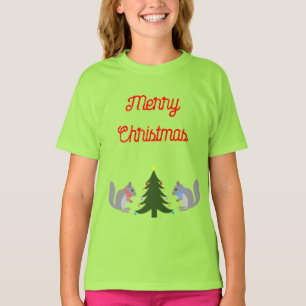 T-shirt Arbre de Noël décorant écureuils sur mesure