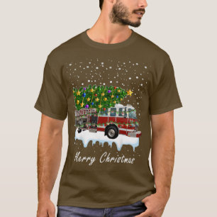T-shirt Arbre de Noël des pompiers sur camion Feu Noël 1