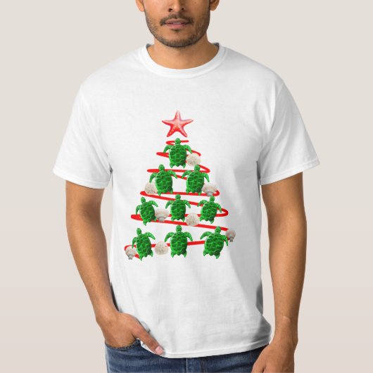 T-shirt Arbre de Noël des tortues de mer vertes (Devant)
