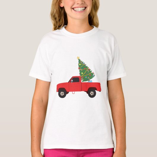 T-shirt Arbre de Noël du camion de ramassage (Devant)