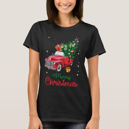T-shirt Arbre de Noël du camion rouge (Devant)