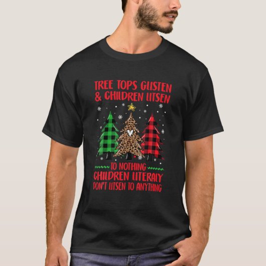 T-shirt Arbre De Noël Écouter Et Les Enfants Écouter (Devant)