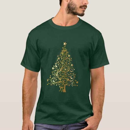 T-shirt Arbre de Noël en or brillant (Devant)