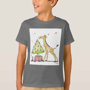 T-shirt Arbre de Noël et girafe - Noël de fête
