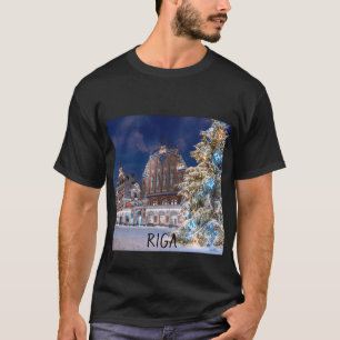 T-shirt Arbre de Noël et Maison des Noirs à Riga T-Shir