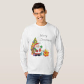 T-shirt Arbre de Noël et Père Noël Joyeux Noël blanc (Devant entier)