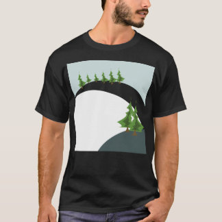 T-shirt Arbre de Noël Géométrique Sur Montagne Neige