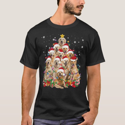 T-shirt Arbre de Noël Golden Retriever (Devant)