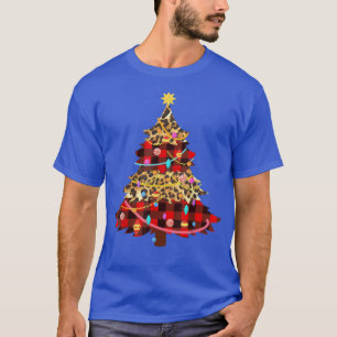 T-shirt Arbre de Noël Imprimé Léopard Plaid Buffalo Joyeux