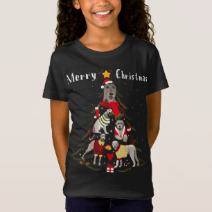 T-Shirt Arbre de Noël Irlandais Wolfhound Lover Xmas Chien