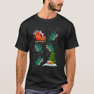 T-shirt Arbre de Noël lumineux drôle Santa à cheval sur un