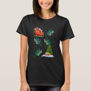 T-shirt Arbre de Noël lumineux drôle Santa à cheval sur un