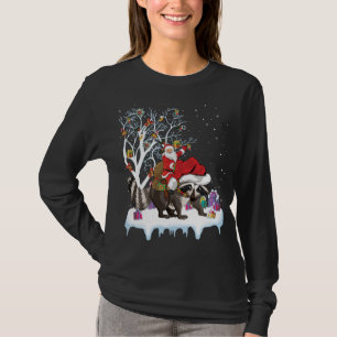 T-shirt Arbre de Noël lumineux drôle Santa monté sur un Ra