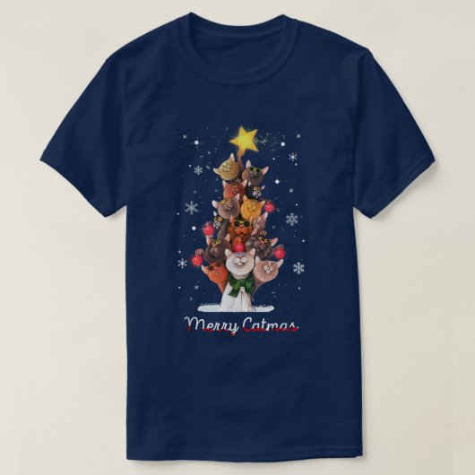 T-shirt Arbre de Noël moche Noël drôle Noël Noël Chat cade (Design devant)