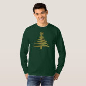 T-shirt Arbre de Noël Moderne Pochoir Impression Or (Devant entier)