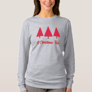 T-shirt Arbre de Noël moderne profond rouge damé