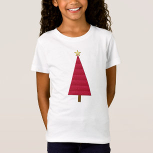 T-Shirt Arbre de Noël moderne profond rouge damé
