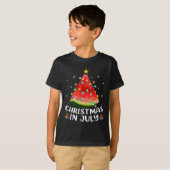 T-shirt Arbre de Noël Pastèque Éclairage Drôle Noël d'Été (Devant entier)