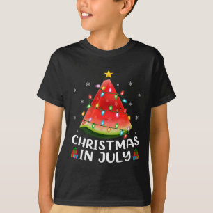T-shirt Arbre de Noël Pastèque Éclairage Drôle Noël d'Été