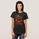 T-shirt Arbre de Noël Père Noël Favori Drummer Matching Ch (Devant entier)