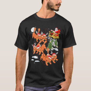 T-shirt Arbre de Noël Père Noël Riding Chats Reindeer X