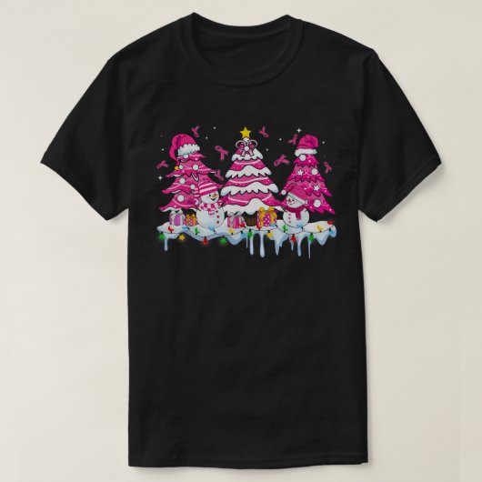 T-shirt Arbre de Noël Pink Ribbon Sensibilisation au cance (Design devant)