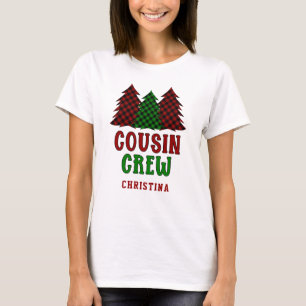 T-shirt Arbre de Noël Plaid de l'équipe de cousine personn