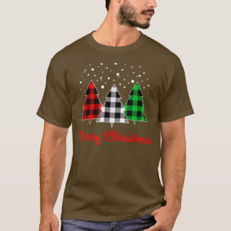 T-shirt Arbre de Noël Plaid Red Green White Tree Joyeux Xm