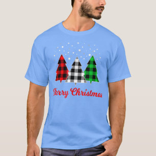 T-shirt Arbre de Noël Plaid Red Green White Tree Joyeux Xm