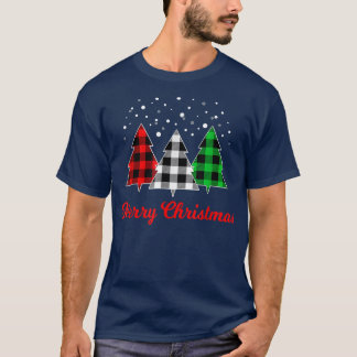 T-shirt Arbre de Noël Plaid Red Green White Tree Joyeux Xm
