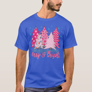 T-shirt Arbre de Noël rose et joyeux, Noël rose