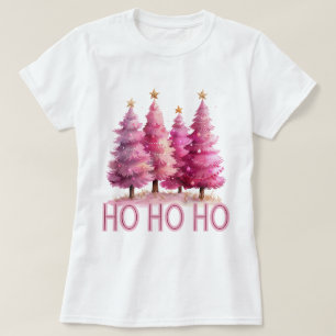 T-shirt Arbre de Noël rose HOHOHOHO