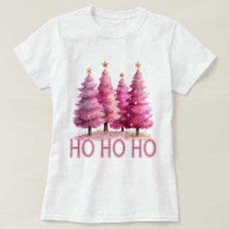 T-shirt Arbre de Noël rose HOHOHOHO