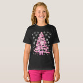T-shirt Arbre de Noël rose pâle blanc Snowflake (Devant entier)