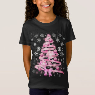T-Shirt Arbre de Noël rose pâle blanc Snowflake