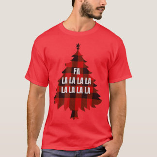 T-shirt Arbre de Noël rouge plaid FA LA LA LA LA LA L