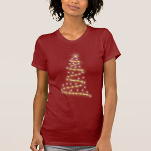T-shirt Arbre de Noël rougeoyant d'or