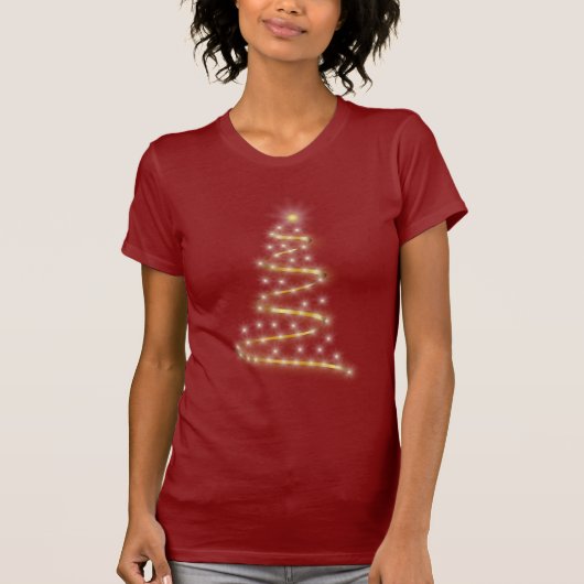 T-shirt Arbre de Noël rougeoyant d'or (Devant)