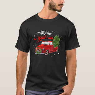 T-shirt Arbre de Noël super Rétro Vieux Camion Rouge class